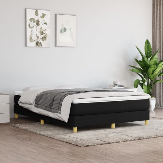 vidaXL Rama łóżka, czarna, 140 x 200 cm, obita tkaniną vidaXL