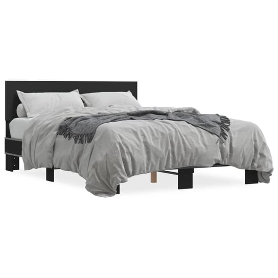 vidaXL Rama łóżka, czarna, 140x190 cm, materiał drewnopochodny i metal vidaXL