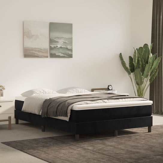 vidaXL Rama łóżka, czarna, 140x190 cm, tapicerowana aksamitem vidaXL