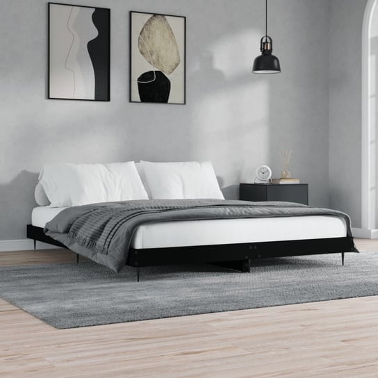 vidaXL Rama łóżka, czarna, 140x200 cm, materiał drewnopochodny vidaXL