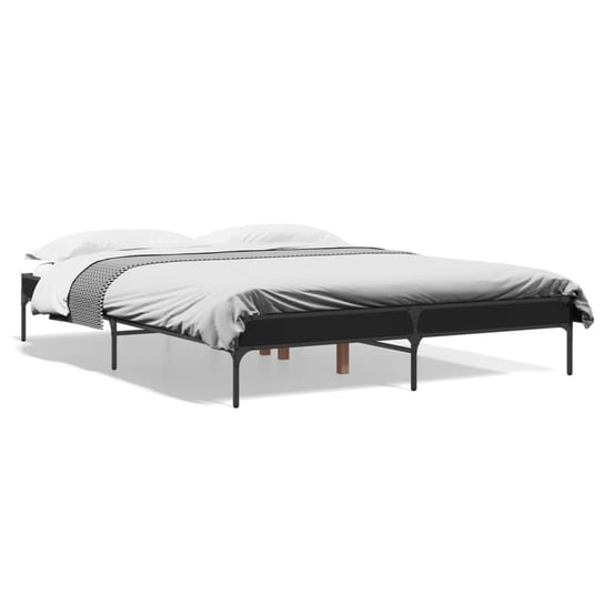 vidaXL Rama łóżka, czarna, 150x200 cm, materiał drewnopochodny i metal vidaXL
