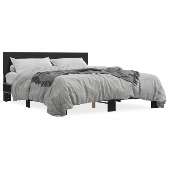 vidaXL Rama łóżka, czarna, 150x200 cm, materiał drewnopochodny i metal vidaXL