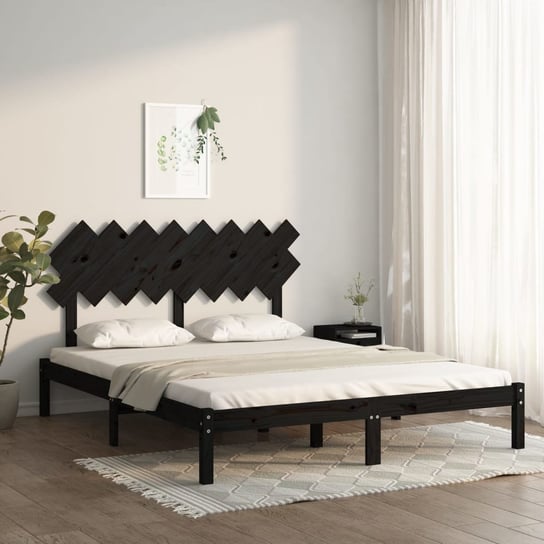 vidaXL Rama łóżka, czarna, 160 x 200 cm, lite drewno vidaXL