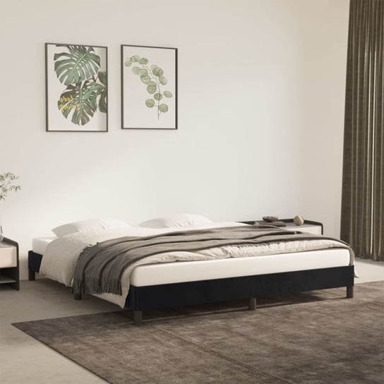 vidaXL Rama łóżka, czarna, 160 x 200 cm, tapicerowana aksamitem vidaXL