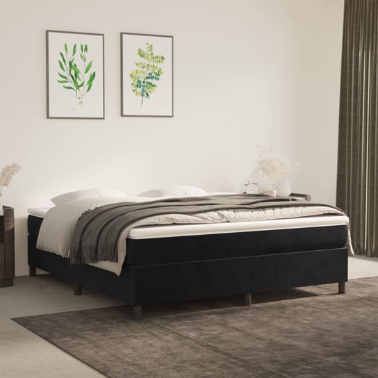 vidaXL Rama łóżka, czarna, 160 x 200 cm, tapicerowana aksamitem vidaXL