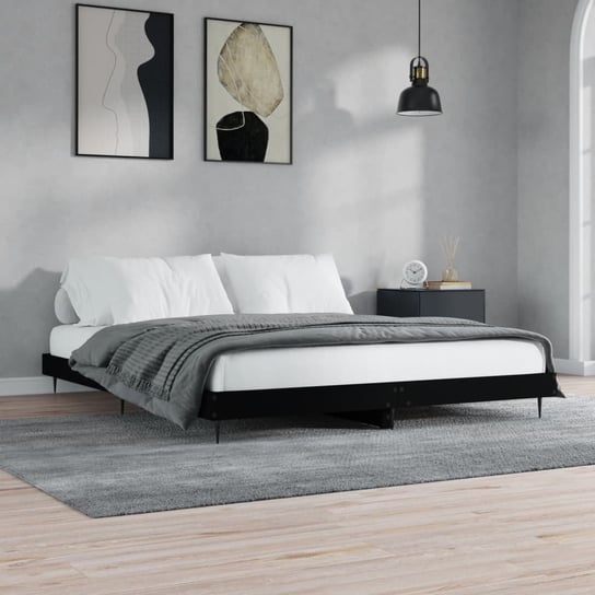 vidaXL Rama łóżka, czarna, 160x200 cm, materiał drewnopochodny vidaXL