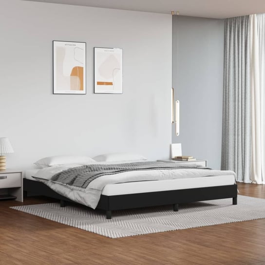 vidaXL Rama łóżka, czarna, 160x200 cm, obite sztuczną skórą vidaXL
