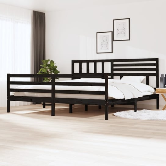 vidaXL Rama łóżka, czarna, 180x200 cm, lite drewno vidaXL