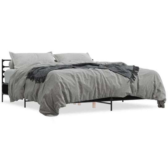 vidaXL Rama łóżka, czarna, 180x200 cm, materiał drewnopochodny i metal vidaXL