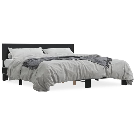 vidaXL Rama łóżka, czarna, 180x200 cm, materiał drewnopochodny i metal vidaXL