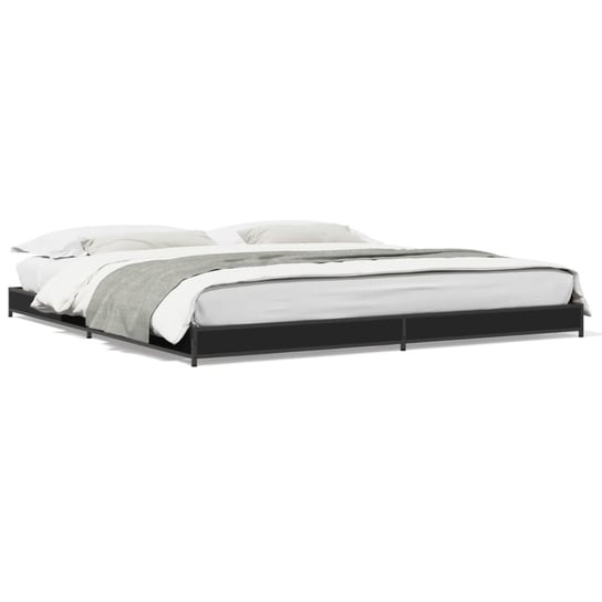 vidaXL Rama łóżka, czarna, 200x200 cm, materiał drewnopochodny i metal vidaXL