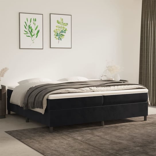 vidaXL Rama łóżka, czarna, 200x200 cm, tapicerowana aksamitem vidaXL