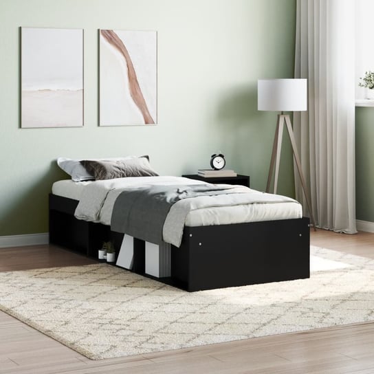 vidaXL Rama łóżka, czarna, 75x190 cm, mała pojedyncza vidaXL