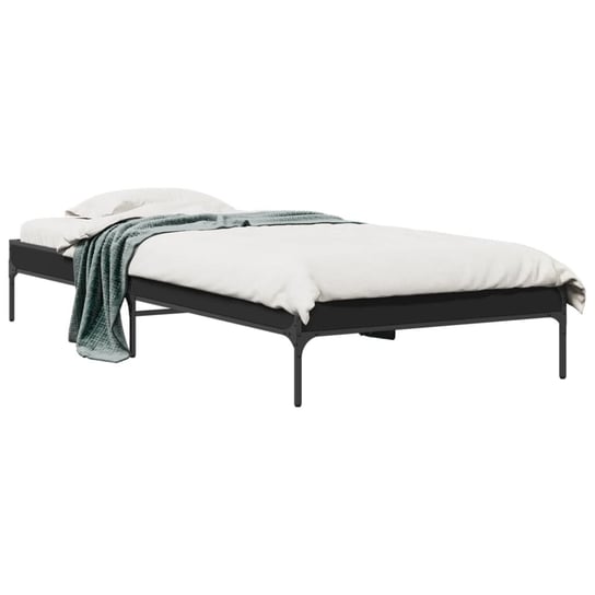 vidaXL Rama łóżka, czarna, 75x190 cm, materiał drewnopochodny i metal vidaXL