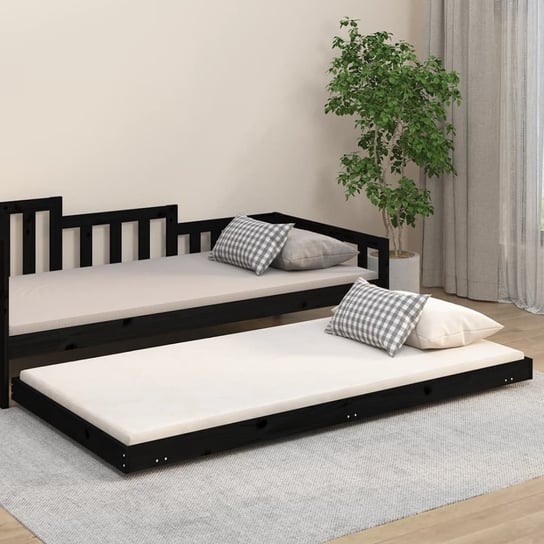vidaXL Rama łóżka, czarna, 80x200 cm, lite drewno sosnowe vidaXL