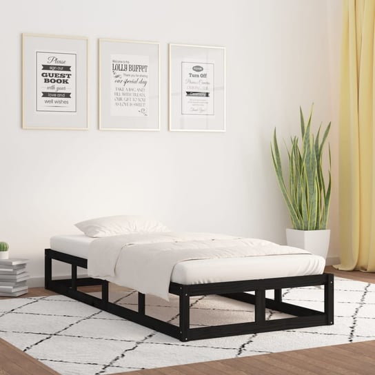vidaXL Rama łóżka, czarna, 90 x 200 cm, lite drewno vidaXL