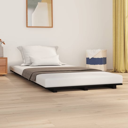 vidaXL Rama łóżka, czarna, 90 x 200 cm, lite drewno sosnowe vidaXL