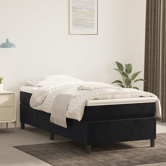 vidaXL Rama łóżka, czarna, 90 x 200 cm, tapicerowana aksamitem vidaXL