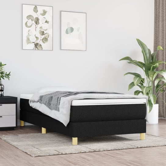 vidaXL Rama łóżka, czarna, 90 x 200 cm, tapicerowana tkaniną vidaXL