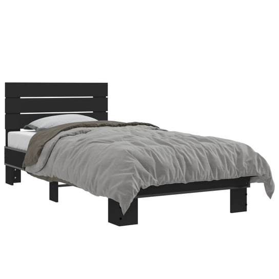 vidaXL Rama łóżka, czarna, 90x190 cm, materiał drewnopochodny i metal vidaXL