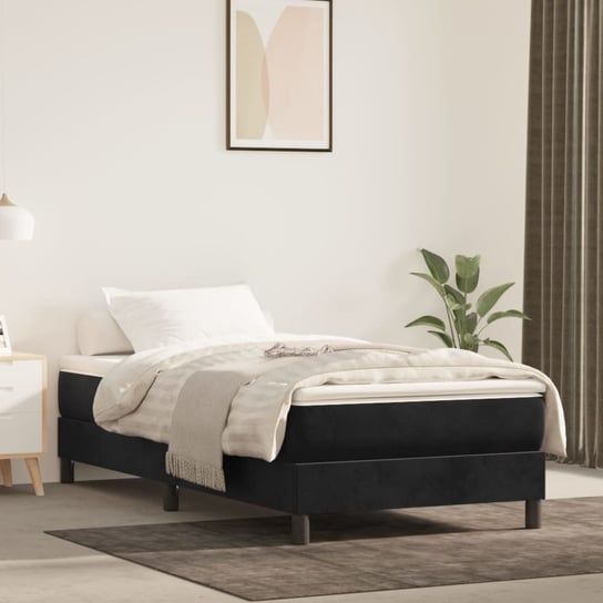 vidaXL Rama łóżka, czarna, 90x190 cm, tapicerowana tkaniną vidaXL