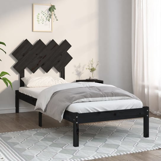 vidaXL Rama łóżka, czarna, 90x200 cm, lite drewno vidaXL