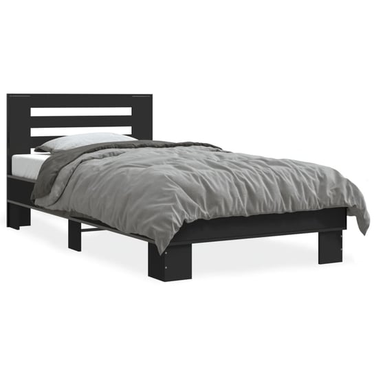 vidaXL Rama łóżka, czarna, 90x200 cm, materiał drewnopochodny i metal vidaXL