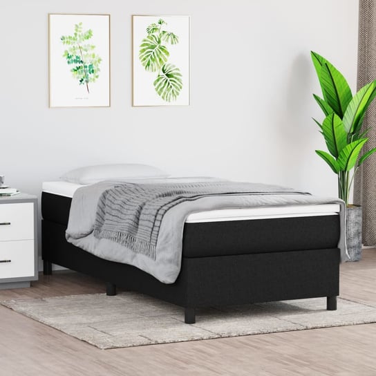 vidaXL Rama łóżka, czarna, 90x200 cm, tapicerowana tkaniną vidaXL