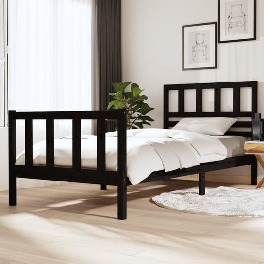 vidaXL Rama łóżka, czarna, lite drewno, 100 x 200 cm vidaXL