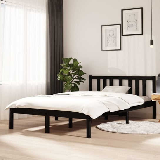 vidaXL Rama łóżka, czarna, lite drewno, 120 x 200 cm vidaXL