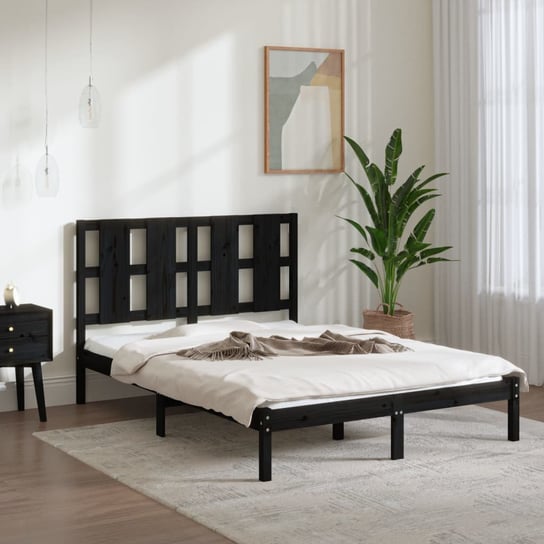 vidaXL Rama łóżka, czarna, lite drewno, 120x190 cm, podwójna vidaXL