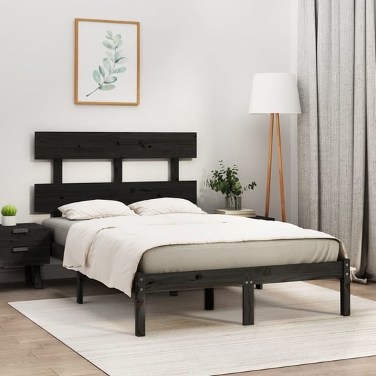vidaXL Rama łóżka, czarna, lite drewno, 120x190 cm, podwójna vidaXL