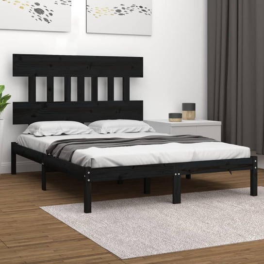 vidaXL Rama łóżka, czarna, lite drewno, 120x200 cm vidaXL