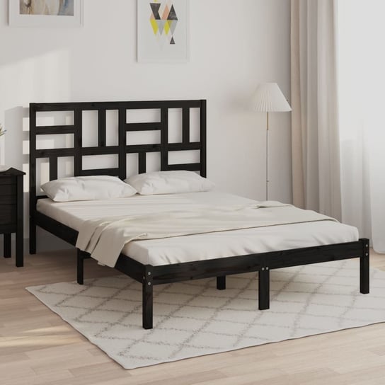 vidaXL Rama łóżka, czarna, lite drewno, 140x200 cm vidaXL