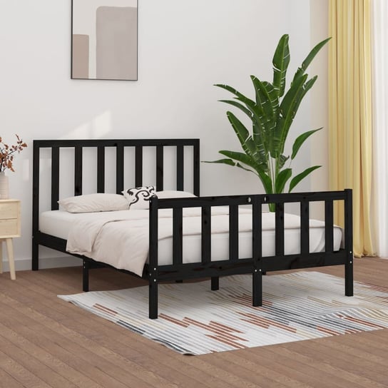vidaXL Rama łóżka, czarna, lite drewno, 150x200 cm vidaXL