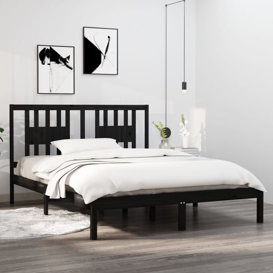 vidaXL Rama łóżka, czarna, lite drewno, 150x200 cm vidaXL