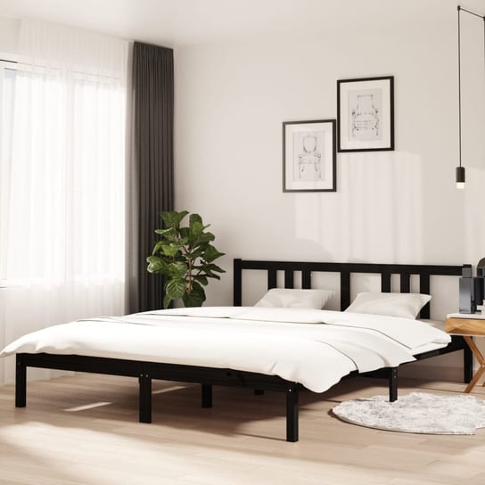 vidaXL Rama łóżka, czarna, lite drewno, 160 x 200 cm vidaXL
