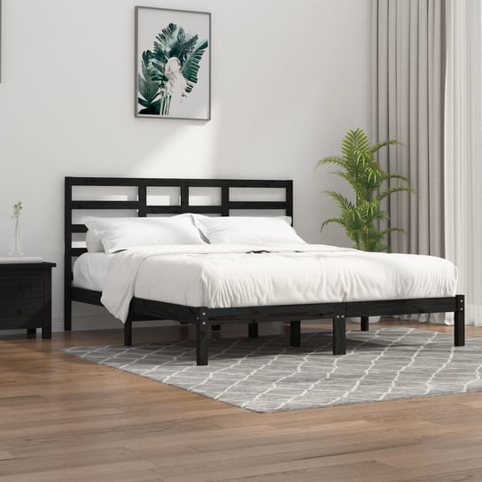 vidaXL Rama łóżka, czarna, lite drewno, 180x200 cm vidaXL