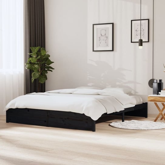 vidaXL Rama łóżka, czarna, lite drewno, 180x200 cm, Super King vidaXL
