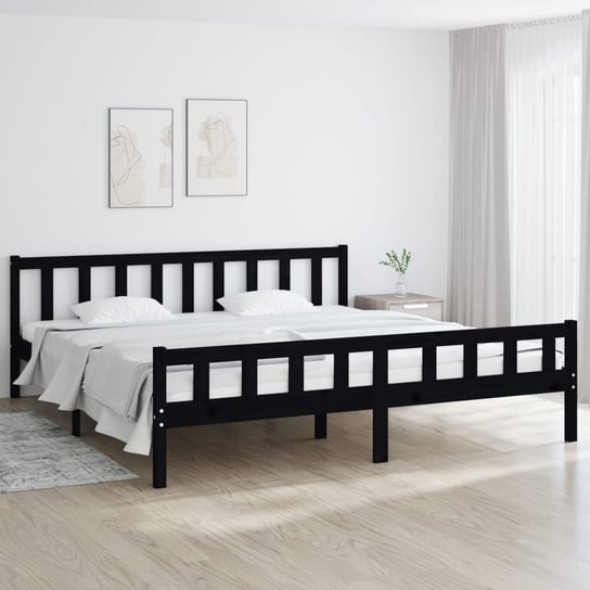 vidaXL Rama łóżka, czarna, lite drewno, 180x200 cm, Super King vidaXL
