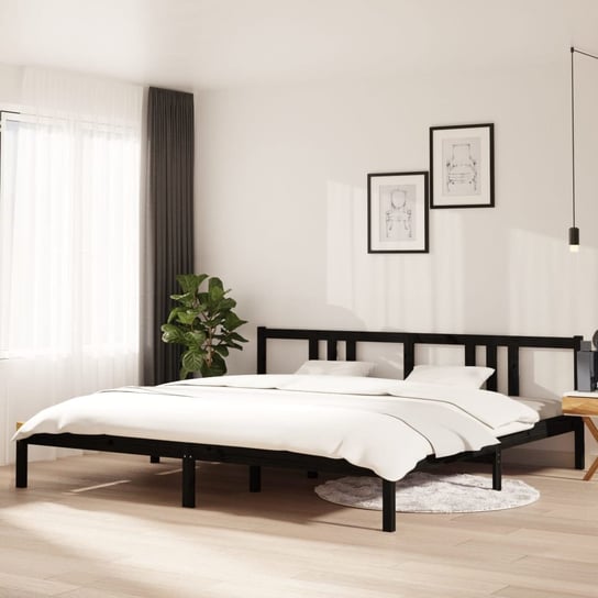 vidaXL Rama łóżka, czarna, lite drewno, 200 x 200 cm vidaXL