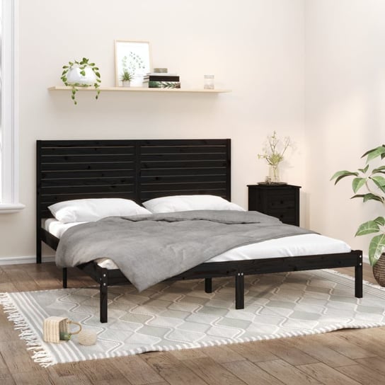 vidaXL Rama łóżka, czarna, lite drewno, 200 x 200 cm vidaXL