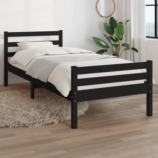 vidaXL Rama łóżka, czarna, lite drewno, 90x190 cm, pojedyncza vidaXL