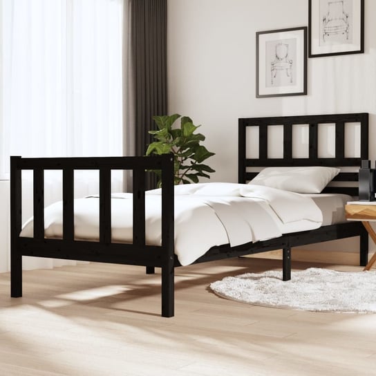 vidaXL Rama łóżka, czarna, lite drewno, 90x200 cm vidaXL