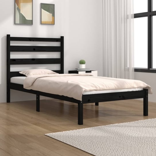 vidaXL Rama łóżka, czarna, lite drewno sosnowe, 100 x 200 cm vidaXL