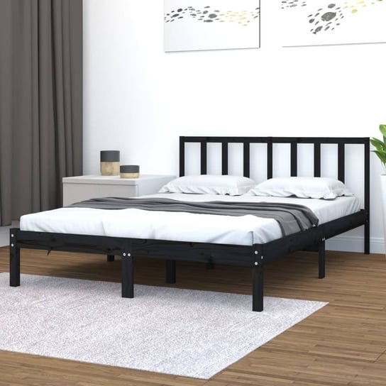 vidaXL Rama łóżka, czarna, lite drewno sosnowe, 120x190 cm, podwójna vidaXL