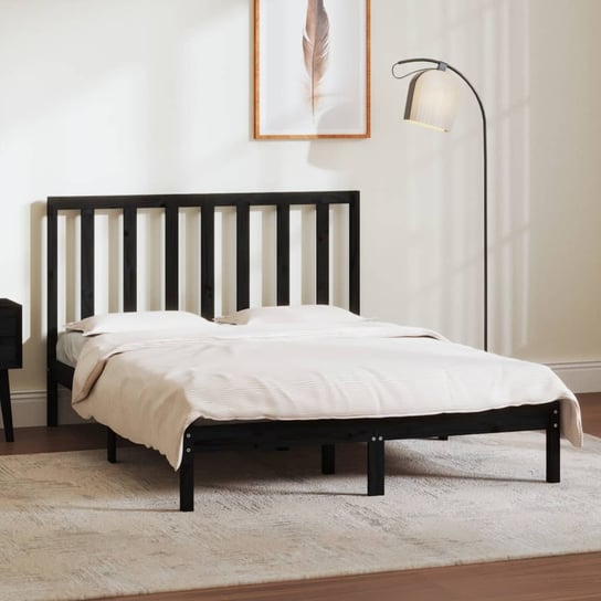 vidaXL Rama łóżka, czarna, lite drewno sosnowe, 135x190 cm, podwójna vidaXL