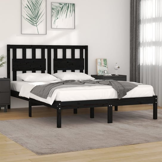vidaXL Rama łóżka, czarna, lite drewno sosnowe, 140x200 cm vidaXL