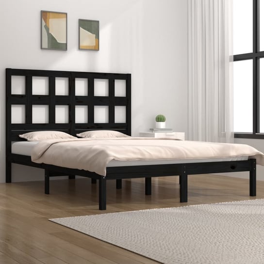 vidaXL Rama łóżka, czarna, lite drewno sosnowe, 150x200 cm vidaXL