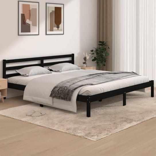 vidaXL Rama łóżka, czarna, lite drewno sosnowe, 180x200 cm Esschert Design